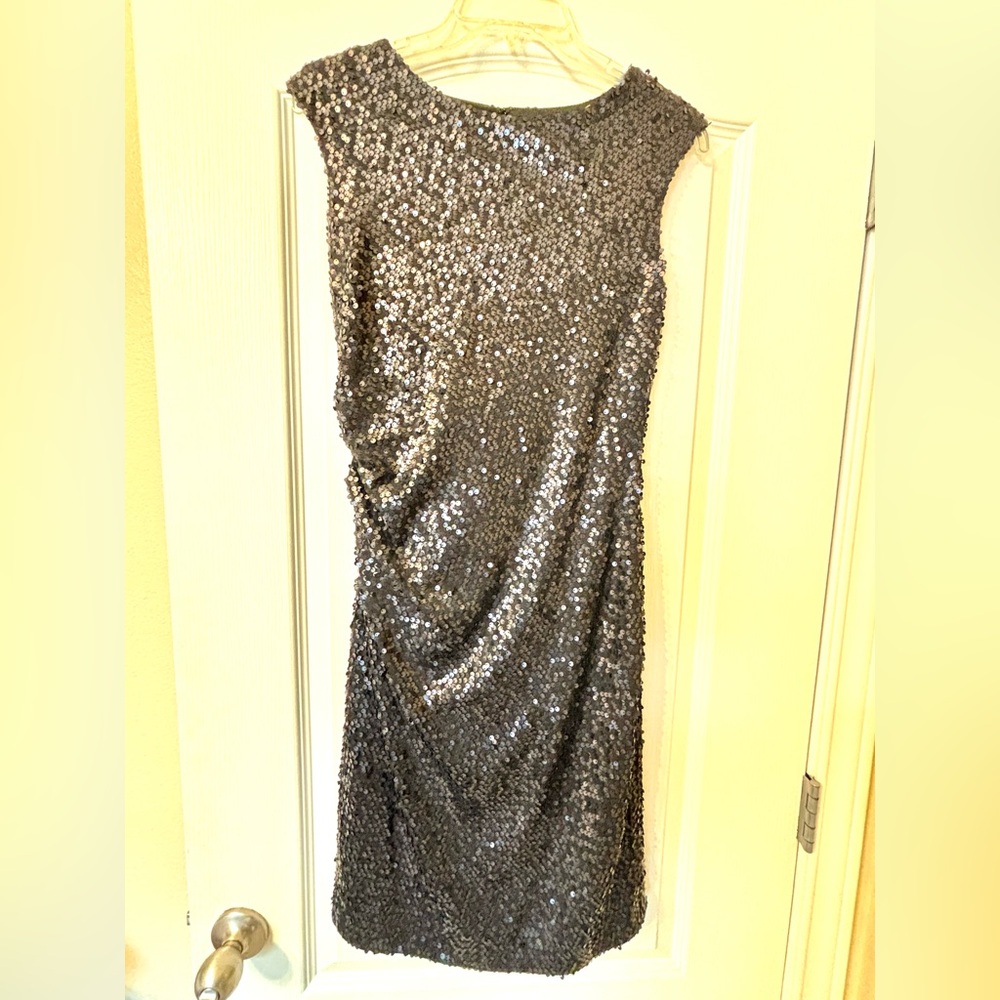 NWT David Meister dress 6 medium Sequin open back black dress cocktail LBD Vegas - Picture 12 of 16